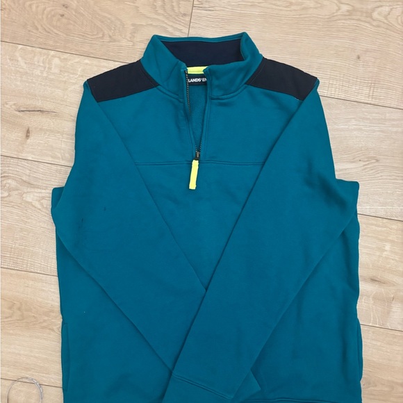 Lands' End Tops - Blue Women’s Quarter Zip Fleece Sweater Pullover Preppy Quarter Zip